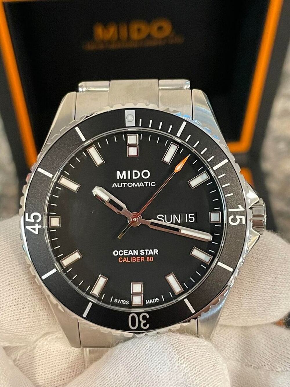 Mido Automatic Day Date Ocean Star Sapphire Crystal Diver Watch JB 330410